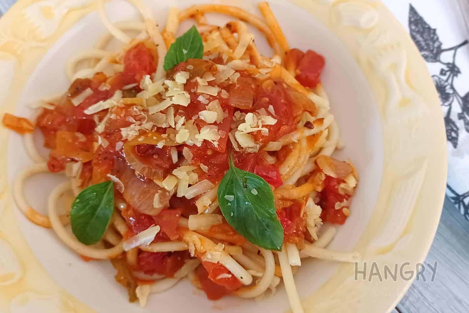 Bucatini Pasta with Fragrant Tomato Sauce