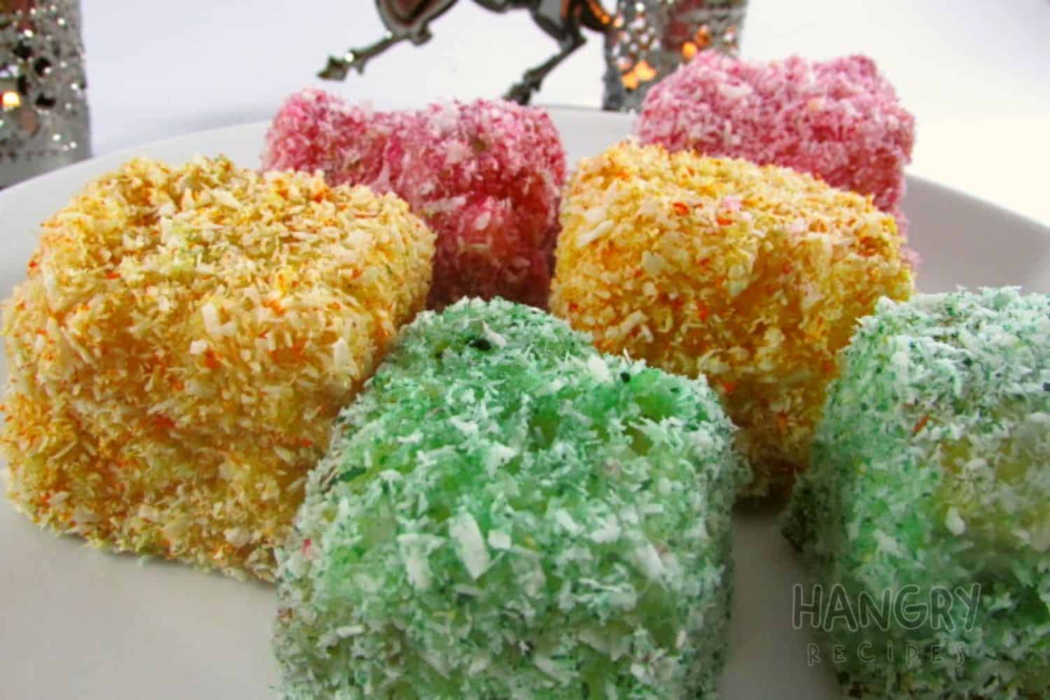 Colorful White Chocolate Lamingtons