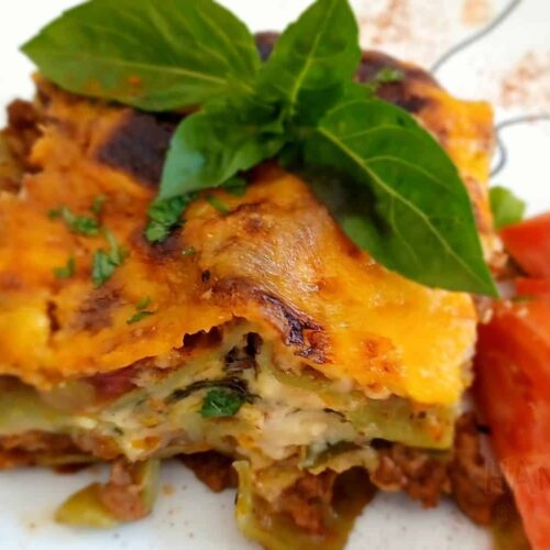 Lasagna Layered with Fresh Baby Leaf Spinach