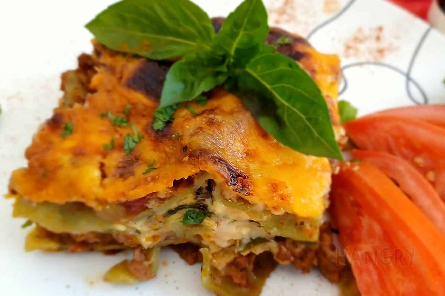 Lasagna Layered with Fresh Baby Leaf Spinach