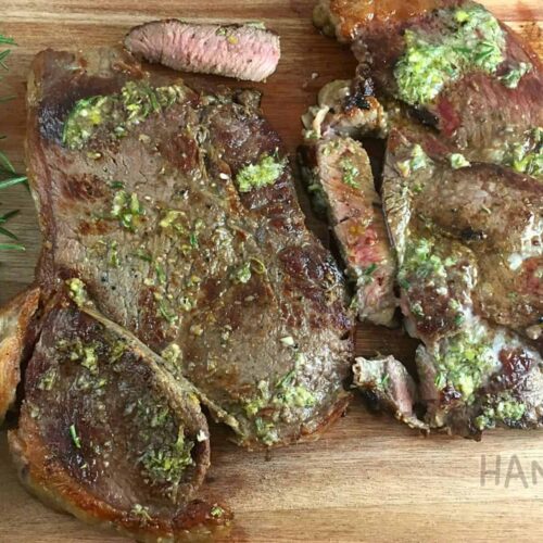 Pan-fried Rump steak with Rosemary & Garlic Paste