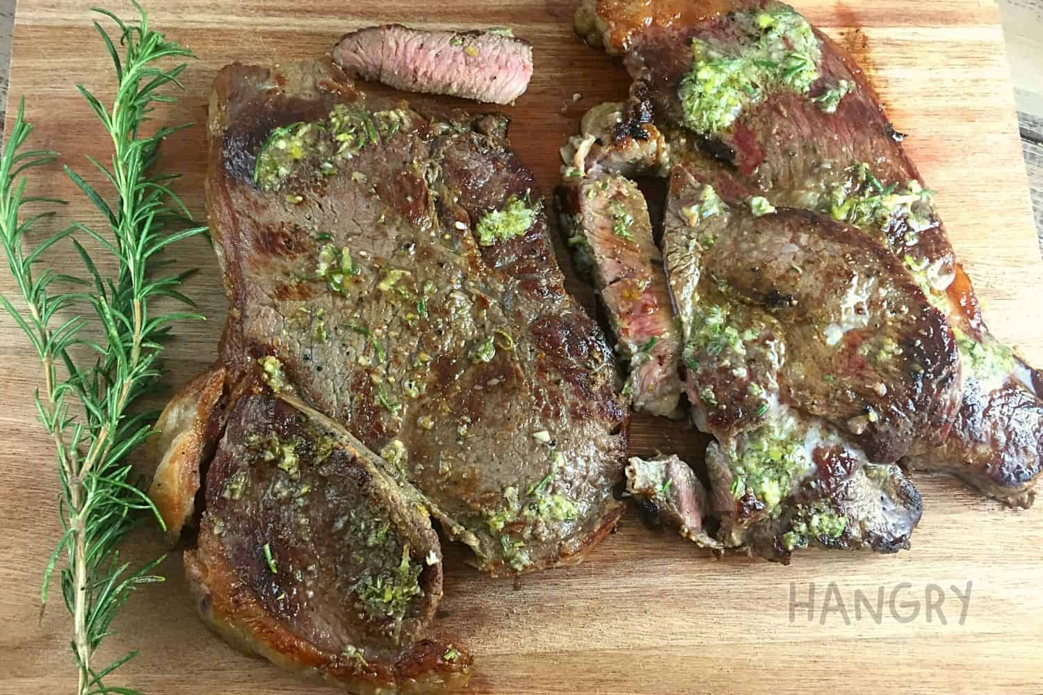 Pan-fried Rump steak with Rosemary & Garlic Paste