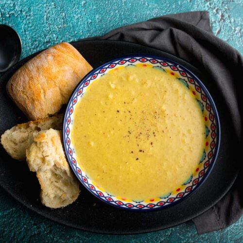 Roasted Cauliflower Soup with Freshly Baked Bread