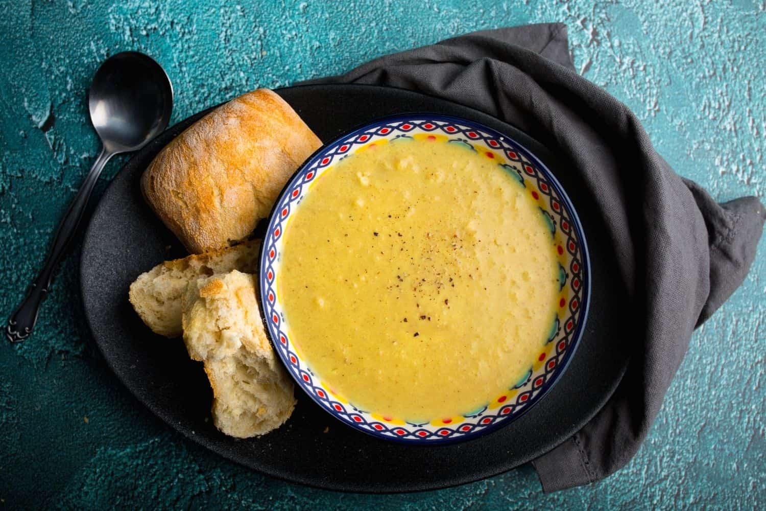 Roasted Cauliflower Soup with Freshly Baked Bread