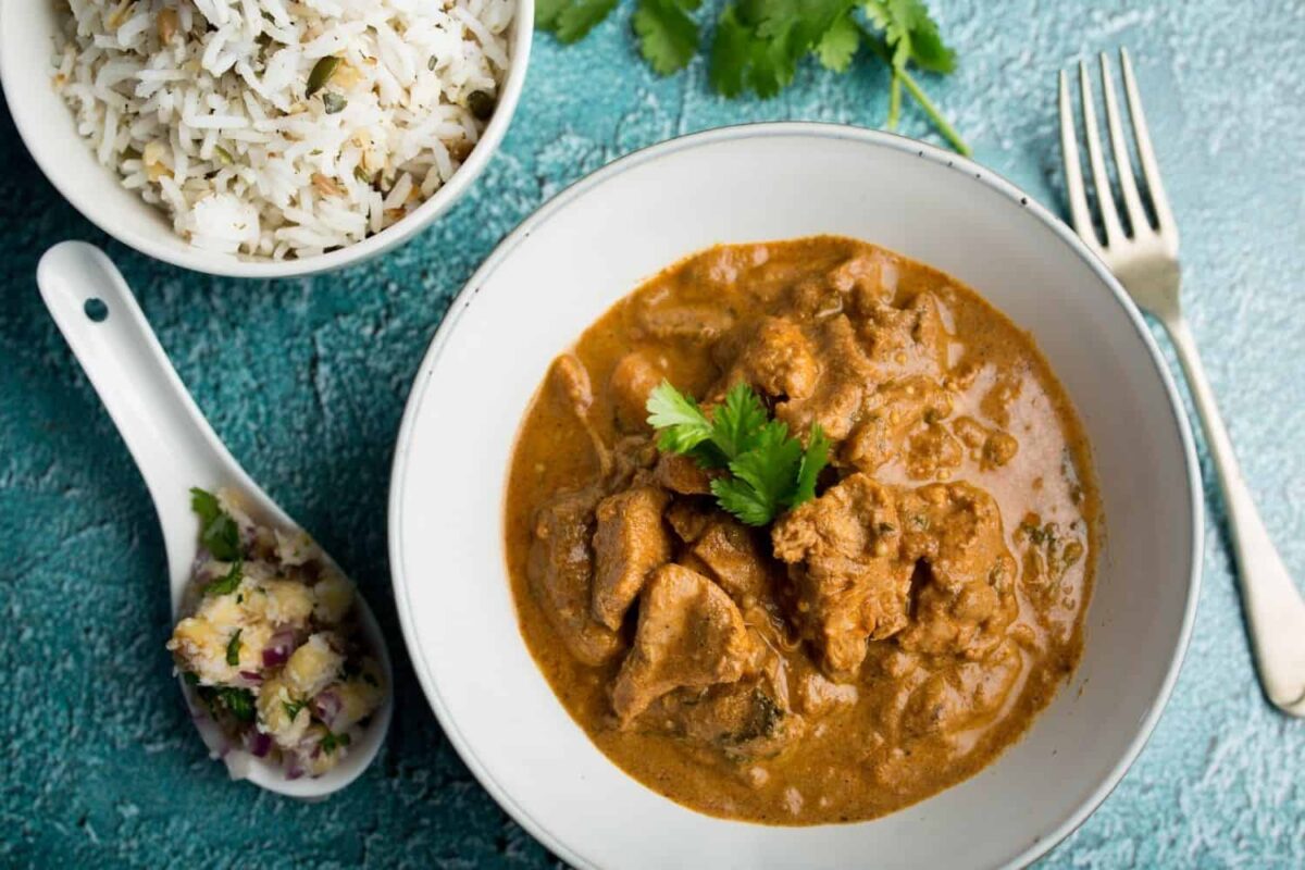 Chicken Tikka Masala with Seeded Basmati and Red Onion Salsa