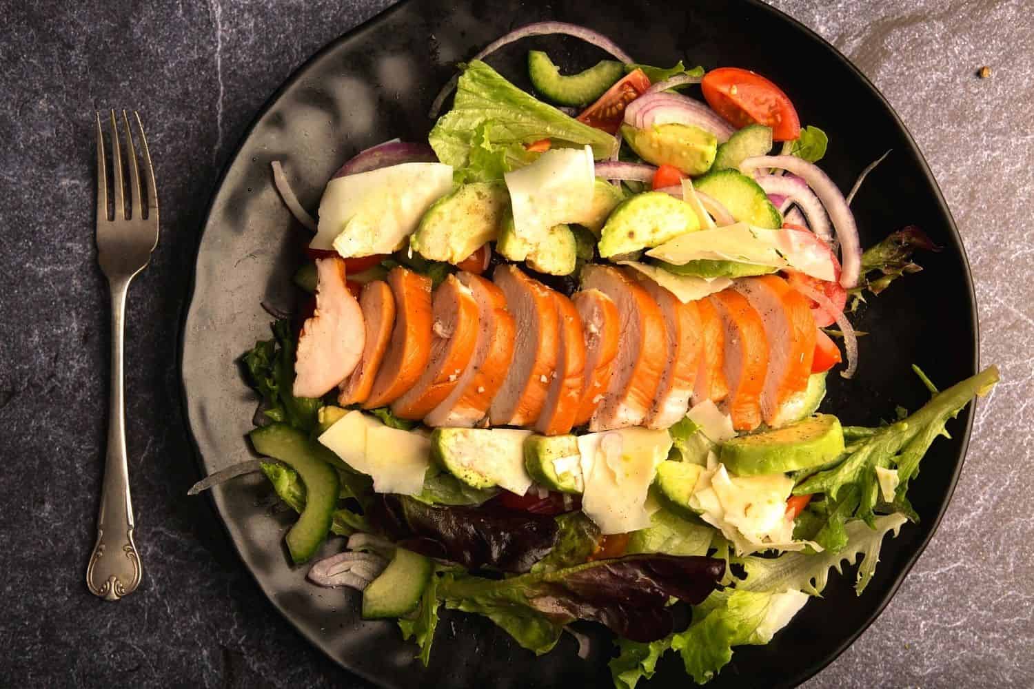 Smoked Chicken and Avo salad with Honey Mustard dressing