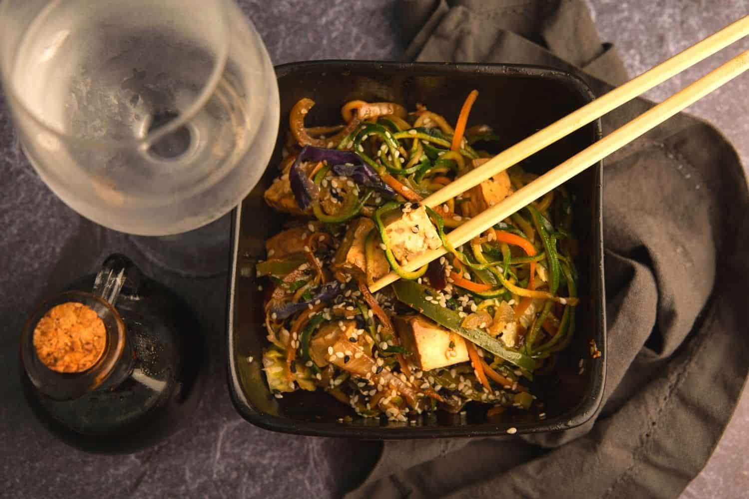 Tofu Stir Fry with Crunchy Veg & Zucchini Noodles