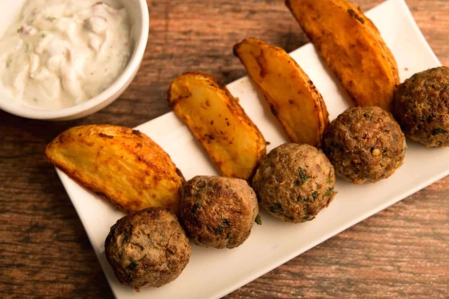 Beef Koftas with Potato Wedges