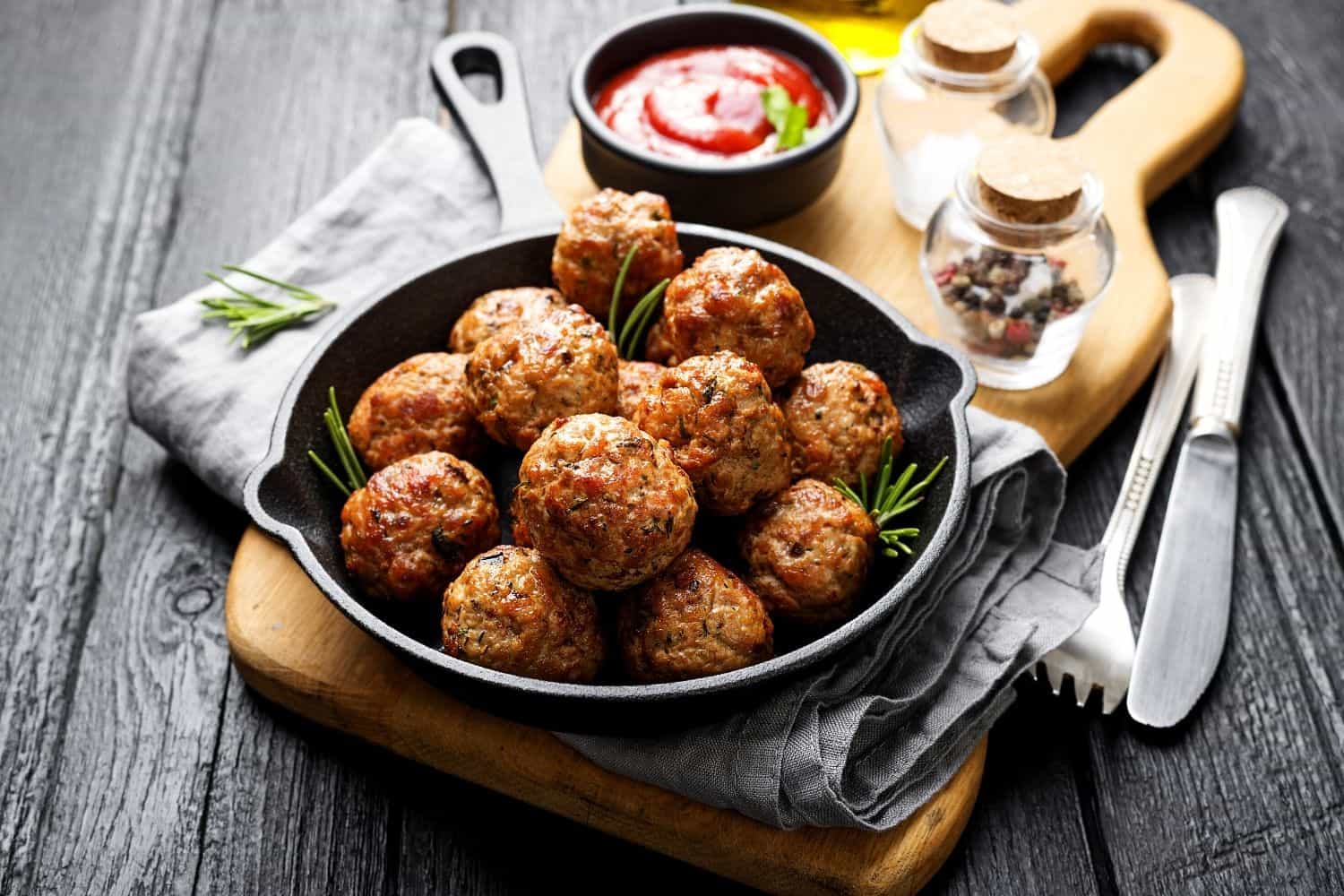 Beef Meatballs in Creamy Sauce with Potato Cakes