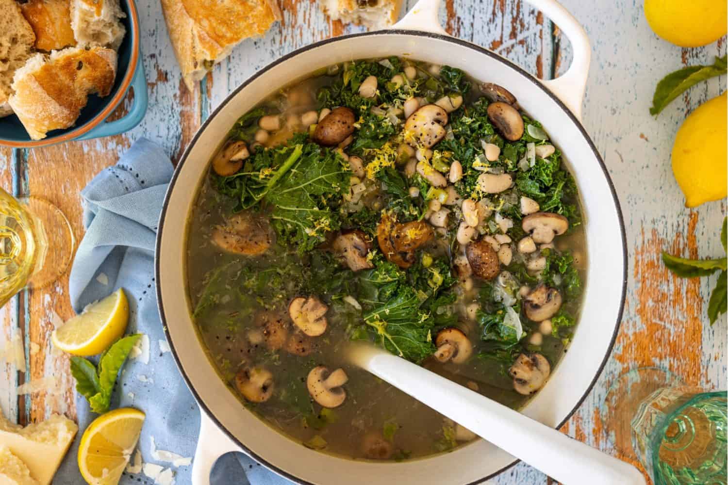 Mushroom, Kale & Cannellini Bean Soup