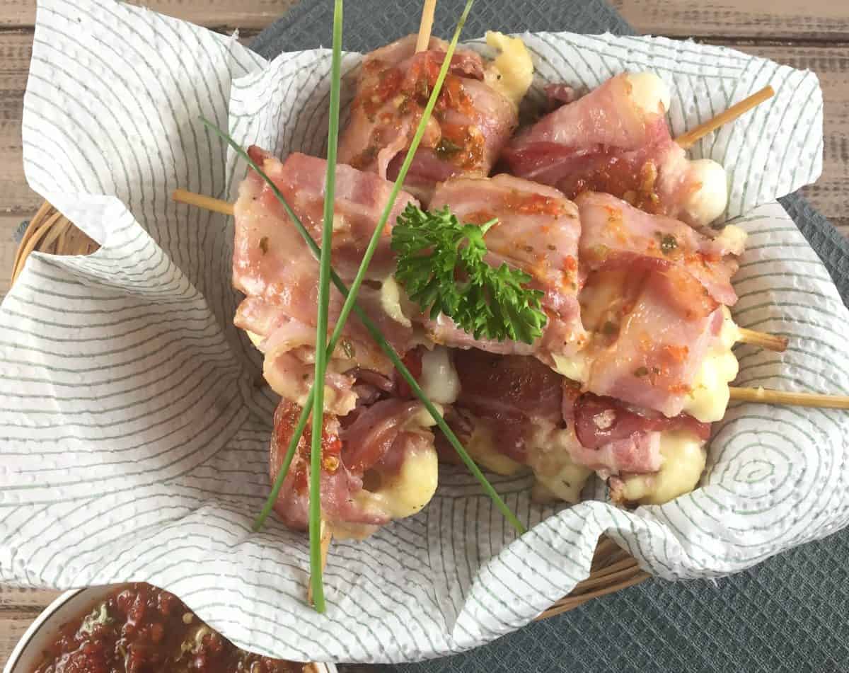 Halloumi And Bacon Skewers