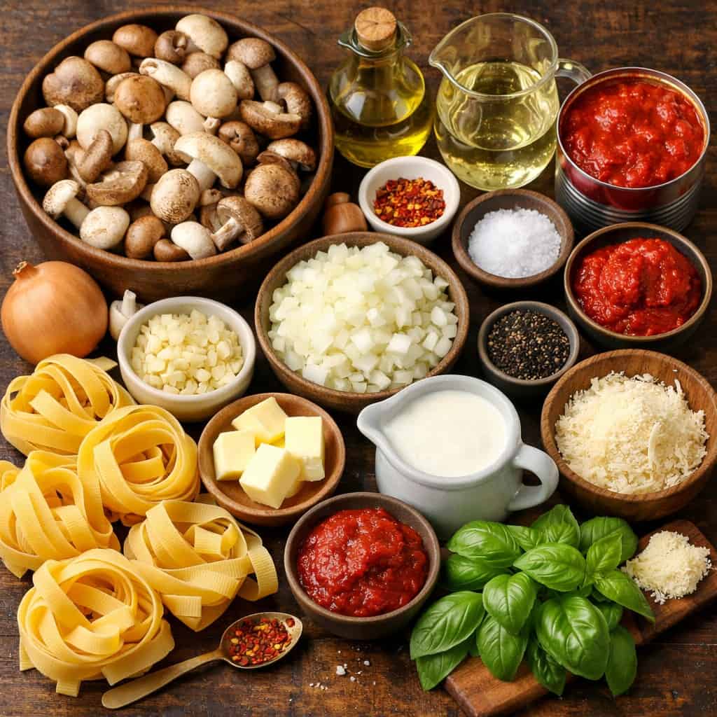ingredients for Ragu Pappardelle
